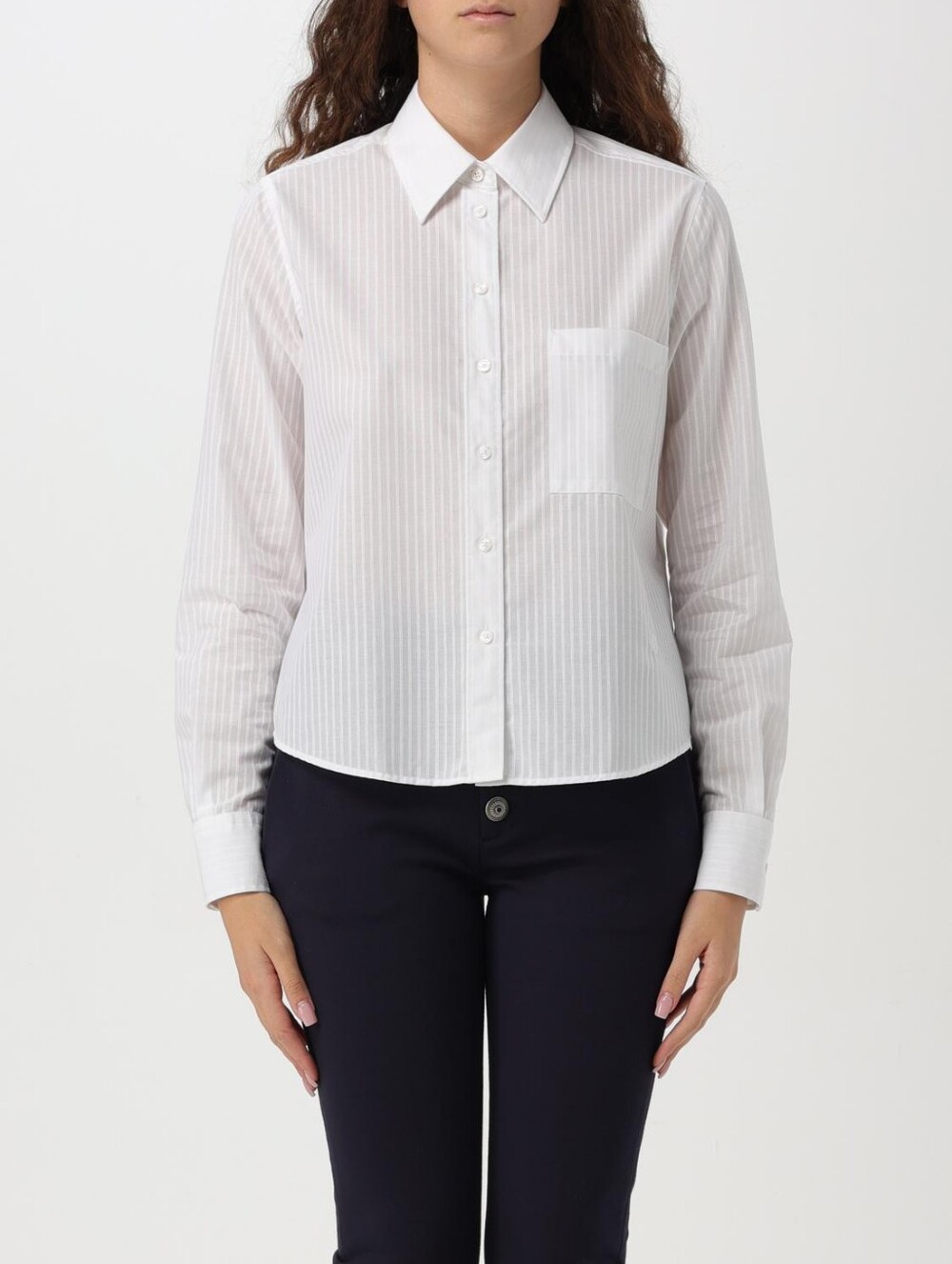 BOSS WOMENS WHITE 100% COTTON STRIPED BUTTON DOWN SHIRT BLOUSE TOP NEW SIZE 14